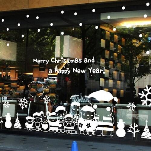 Large Christmas Sticker X mas Decal Posters Vinyl Wall Decals Decor Mural Glass Shop Window Home Decoration