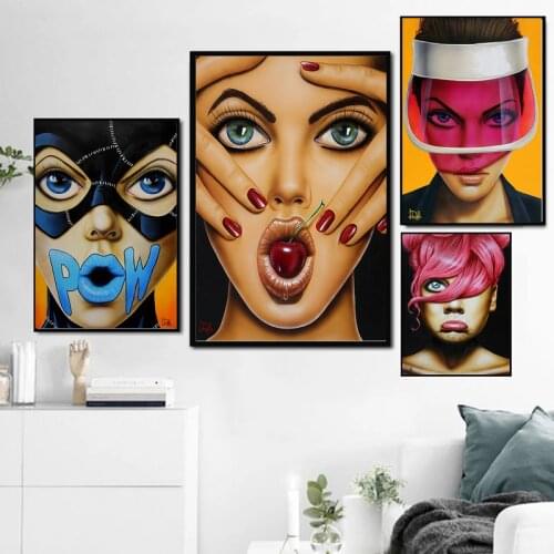 European Exaggerated Woman Facial Expression Poster Print Wall Art Picture Vintage Poster Decoration Home Decoration