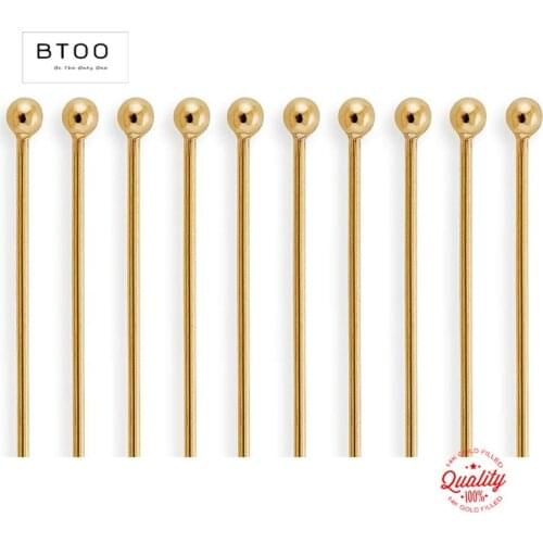 50PC/Set 14K Gold Filled Ball Head Pins Needles for DIY Earring Making Jewelry Findings