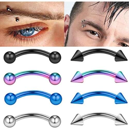10pcs Curved Eyebrow Septum Piercing Opal Tragus Bar Body Jewelry Steel Helix Piercing Ring