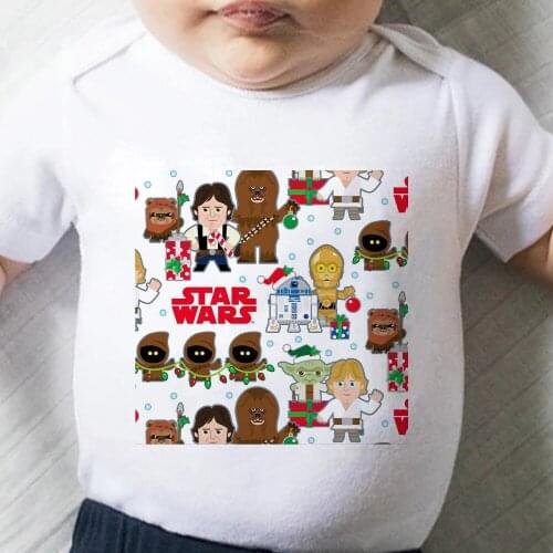 White Newborn Romper Short Sleeve Top Funny Star Wars Graphic Print Toddler Jumpsuit Cute Cartoons Summer Infant Bodysuits