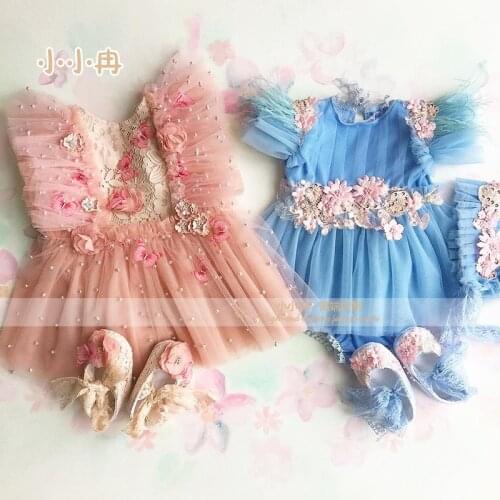 SLS0066 Blue\Pink Fashion Newborn Infant Kids Baby Girls Floral Romper Jumpsuit Outfits Set Playsuit Clothes Hot Sale