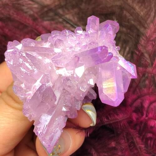 Beautiful Aura Crystal Cluster Angel Aura Titanium Quartz Crystal Specimen Minerals Reiki Healing Chakra
