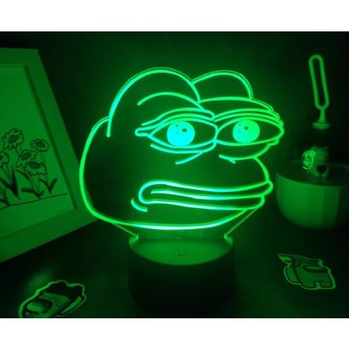 Cute Animal Sad Frog Pepe Feels Bad Good Man 3D LED Neon Lamps RGB Night Lights Colorful Gift For Kids Child Bedroom Table Decor