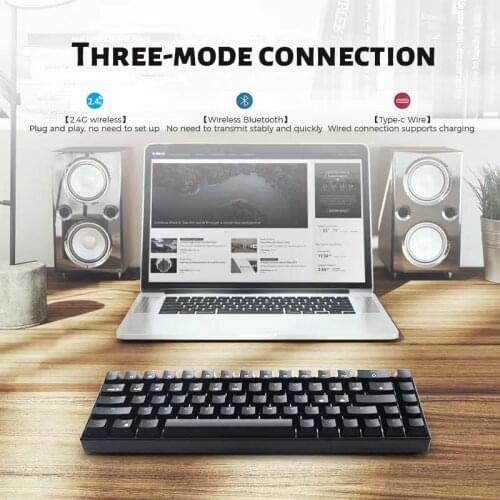 68 Keys Mini Keyboard Outemu Switch Gaming Mechanical Keyboard Hot Swappable Bluetooth 3.0 5.0/2.4GHz Wireless White Backlit