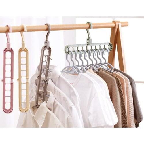 Multi-function 360 rotating Magic Hanger Nine-hole Rotating baby Clothes Hanger Wardrobe Drying Racks Home Storage Hangers