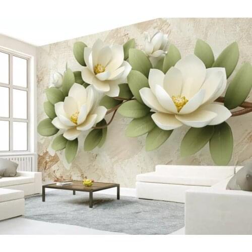 Custom Wall Mural Modern Art Painting High Quality Mural Wallpaper 3d three-dimensional relief color carving flower simple