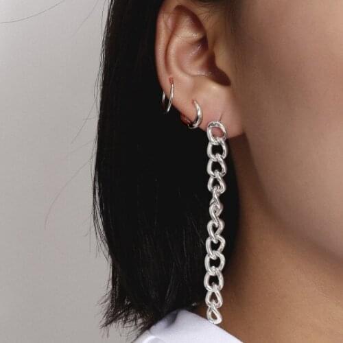2021 New Simple Chain Pendant Earrings for Women Trendy Fashion Tassel Long Dangle Earrings Set Punk Gemetry C Shape Ear Jewelry