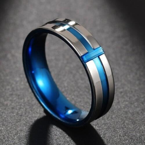 New arrive Royal Mens Fashion Blue Cross Dull Polish Ring 100% Stainless Steel High Quality Wedding Jewelry For Men Women