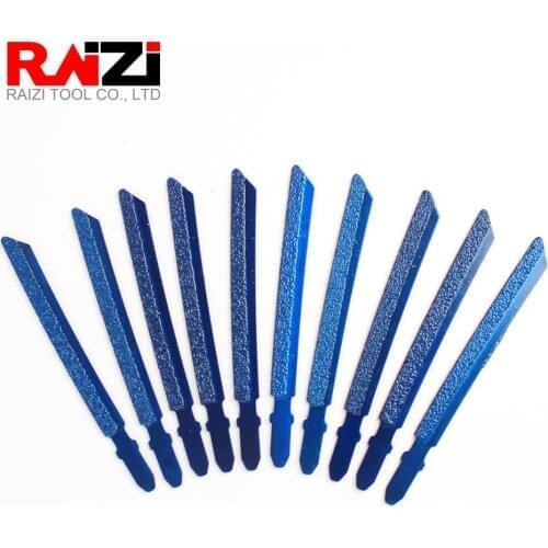 Raizi 10 Pcs T-shank Jigsaw Blade for Cutting Ceramic Tile 100 mm Diamond Reciprocating Saw Blade Tool