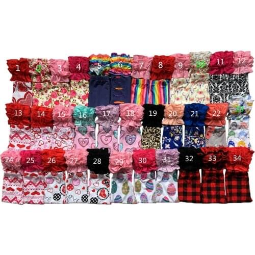Wholesale bulk price for Baby Girl triple ruffle leggings,Toddler icing ruffle pants,Fall winter pattern Infant knit icings