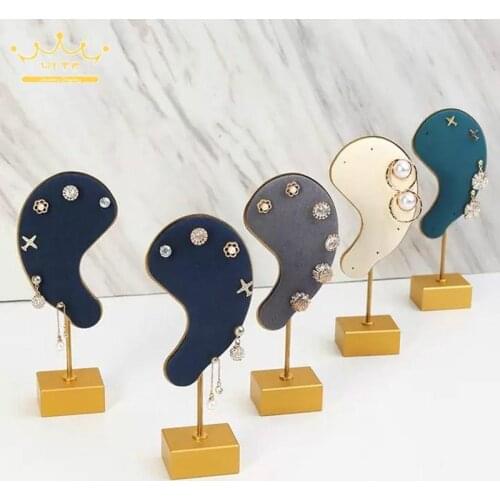 Luxury Creative Earring Display Stand Multi-color Microfiber Earring Holder New Ear-shaped Ear Clip Stud JewelryQuality Display