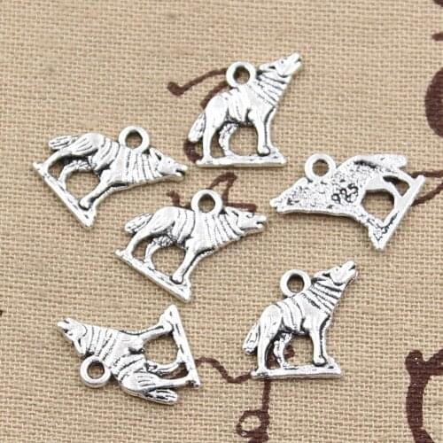 20pcs Charms Howling Wolf 15x15mm Antique Making Pendant fit,Vintage Tibetan Bronze Silver color,DIY Handmade Jewelry