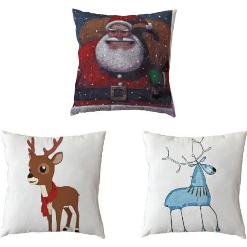 Affordable Christmas Gift Cushion Cover Elk Santa Polyester Peach Pillowcase Office Seat Home Sofa Chair Bedroom Bed Decorate