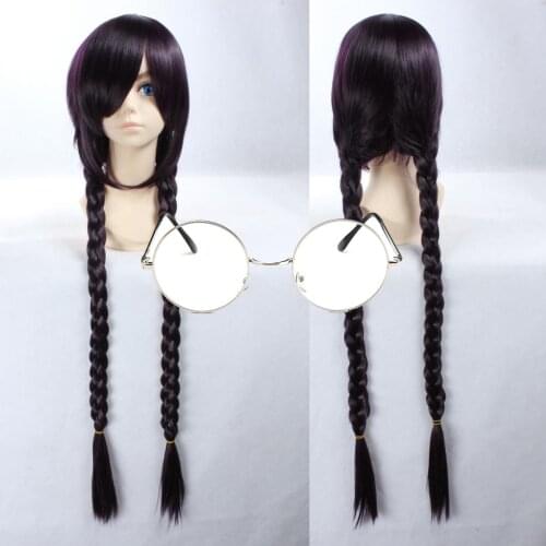 Danganronpa Dangan-Ronpa Toko Fukawa Wig Long Braided Cosplay Costume Party Wig With Glasses + Wig Cap