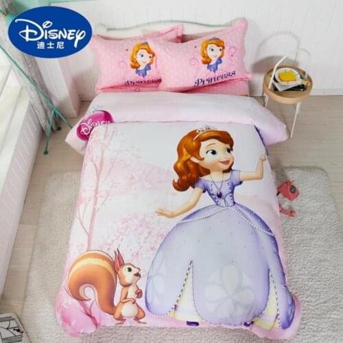 Disney Sofia Princess Cartoon Cotton Bedding Set Girls Bedroom Decor Twin Queen Size Bed Sheets Quilt/Duvet Cover 3pcs No Filler