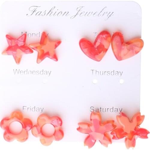 European Style stud Earrings For Women Simple heart star flower Earrings Sweet Cute Student Jewelry