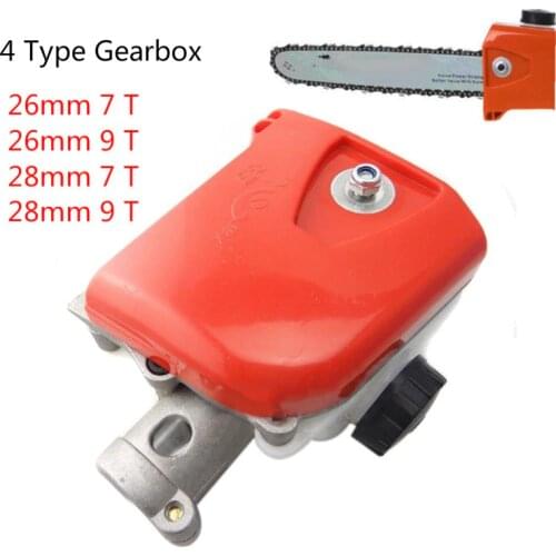 26mm/28mm 7/9 Spline Tree Chainsaw Gearbox Gear Head Pole Saw Replacement Part Forestry High Branches Garden Gearhead Cutter