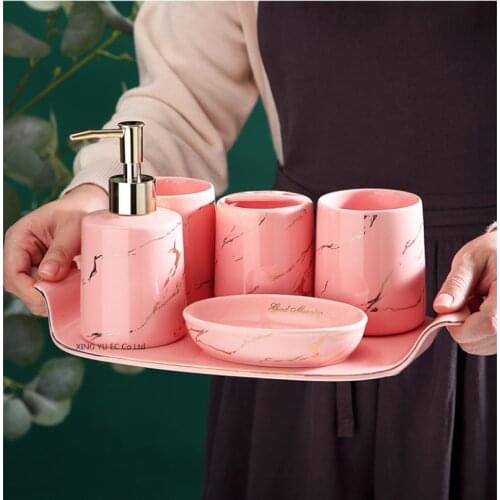 Light Luxury Mouthwash Cup Wash Set Household Toothbrush Rack Bathroom Decoration Set Five-piece Ceramic Bathroom Decoration