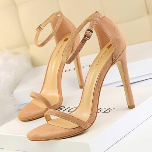 BIGTREE Women Pumps Sexy High Heels Flock Ladies Shoes Summer Sandals Fashion Thin Heel Shoes Female Party Wedding Shoes