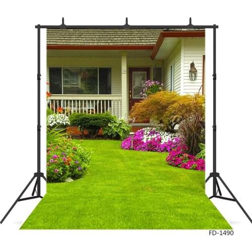 Outdoor House Garden Flower Photography Backgrounds for Photo Studio Vinyl Cloth Portrait Photo Backdrop for Kid Baby Photophone