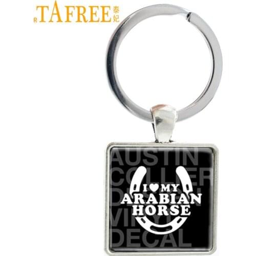 TAFREE vintage i love my arabian horse statement sports square keychain keep calm and love horse riding keyring jewelry NW548