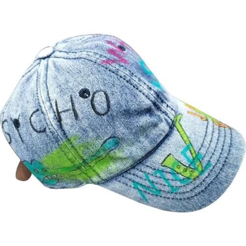 WeMe 2020 Popular Hand-Painted Drawing Peaked Cap Graffiti Jean Fabric Hat Peaked Cap