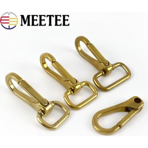 2pcs Meetee Brass Buckles Metal Spring Bag Clasps Clips Snap Hook for 15mm 20mm 25mm Strap Copper Horseshoe Buckle DIY Key AP076