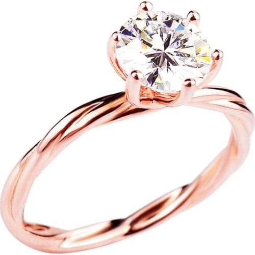 Rose Gold Twist 925 Sterling Silver Rings for Women Cute Romantic Luxury Wedding Engagement Party Gift Lover Elegant Jewelry