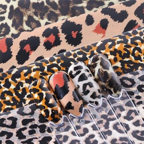 1Box Leopard Print Stickers on Nails Foils Starry Sky Wraps Transfer Sticker Decals Polishing Sliders Nail Art Tips T0800