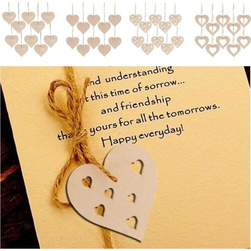 10x Heart Shape Pendant Wood Unifished Hanging Love Sign Weeeding Embellishment