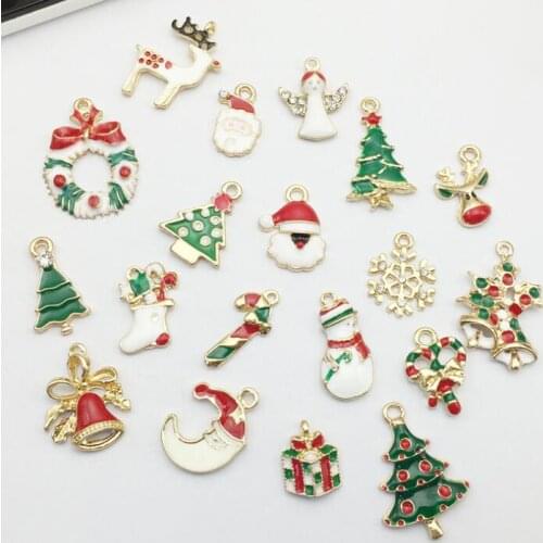 19pcs/lot Christmas pendant Bracelet necklace accessories Handmade Ornaments DIY Material Alloy parts xmas decorations