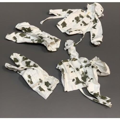 2 Suits 1/6 Scale Accessories WW2 Arctic Combat Snow Camo Uniforms Clothes For 12inch. Gi Joe Male Military Action Figure Body