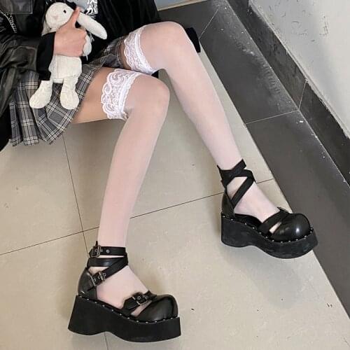 2021 Lace stockings Womens Ultra-thin transparent comfortable gothic stockings white color Chaussettes femme Bas en dentelle