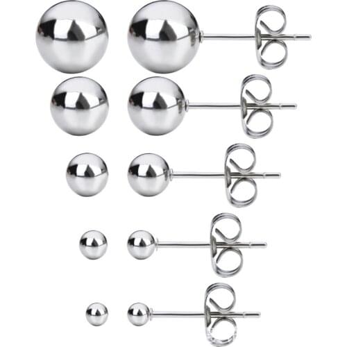 4pair Newest Ear Stud Round Ball Ear Pin Simple Popular Jewelry Earrings Women 3mm 4mm 5mm 6mm Anti allergy does not fade