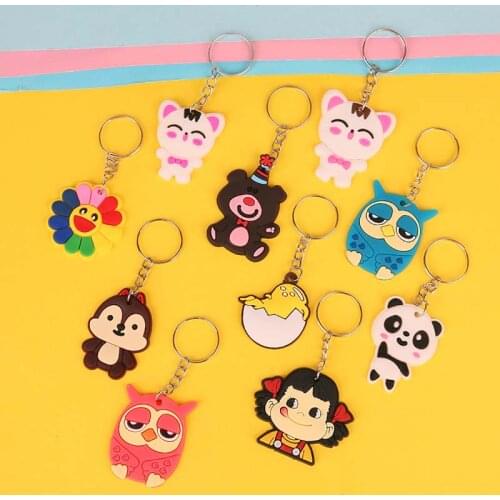 50PCS Rubber Cartoon Party Gift Keychain Party Decor Kids Birthday Party Dino Party Key Ring Gifts