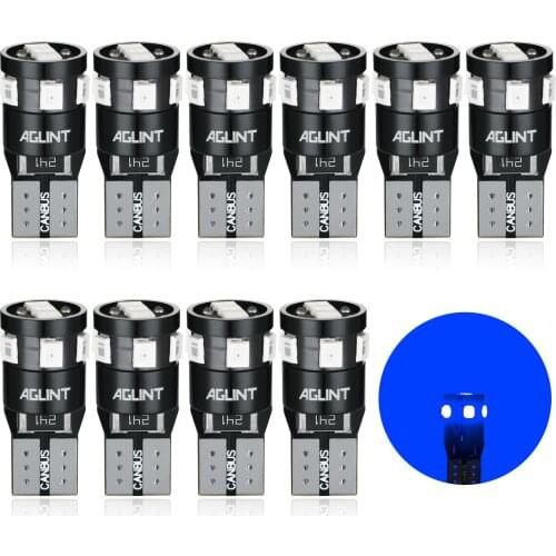 AGLINT 10PCS T10 W5W LED CANBUS Bulbs No Error Code Universal For Car Interior Light Dome Reading Mood Light Blue Lamp DC 12Volt