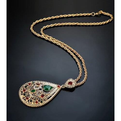 Arabic Muslim Women Gem Rhinestone Pendant Necklace Jewelry Chain Exquisite Gift