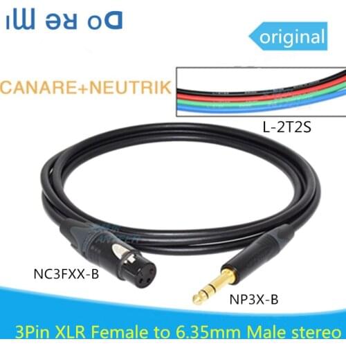 Canare custom 6.35 direct microphone three core Neutrik XLR TRS balanced audio XLR Cannon cable 6.35mm Male to XLR Female Stereo