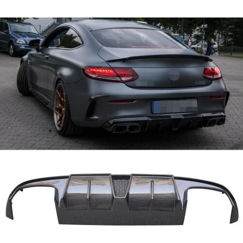 Carbon Fiber Diffuser Rear Bumper Lip Spoiler Spiltters For Mercedes-Benz C Class W205 C63 2D Coupe