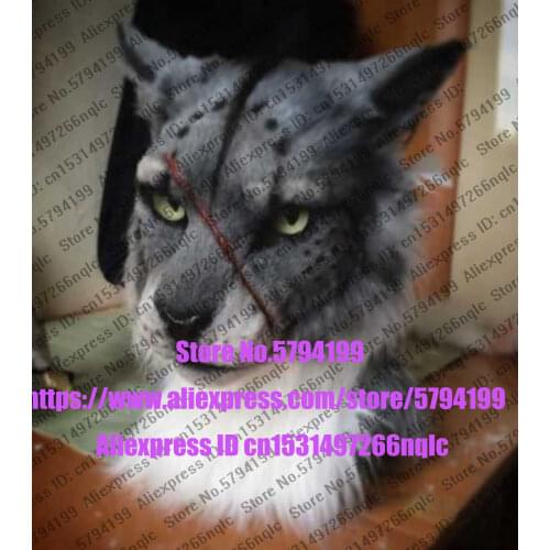 Customized Available REAL PHOTO Grey Leopard Head WOLF Head husky dog Suit fursuit Costume fox Party Carnival Gift