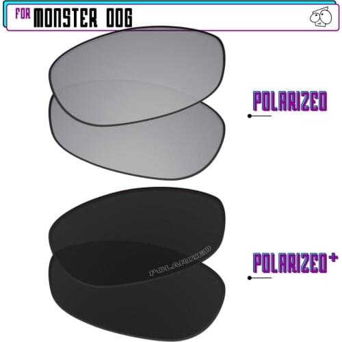 EZReplace Polarized Replacement Lenses for - Oakley Monster Dog Sunglasses - BlackP Plus-Silver P