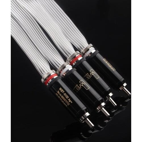Hi-end Silver Plated RCA Cable 14 Core OCC Signal HiFi Audio Line WBT Plug