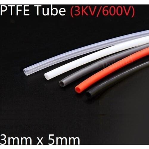 PTFE Tube ID 3mm x 5mm OD F46 Insulated Capillary Heat Protect Transmit Hosing Rigid Pipe Temperature Corrosion Resistance 600V