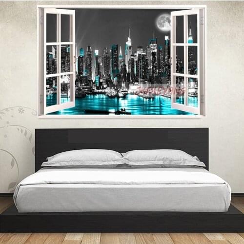 Full Square Drill 5D DIY Diamond Painting New York City night view outside the window Embroidery Cross Stitch Mosaic Y3576