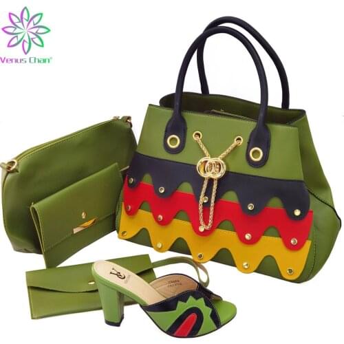 Dew Arrival Italian Shoes with Matching Bags Set Decorated with Rhinestone Shoes Woman High Heel African Party Shoe with Bag