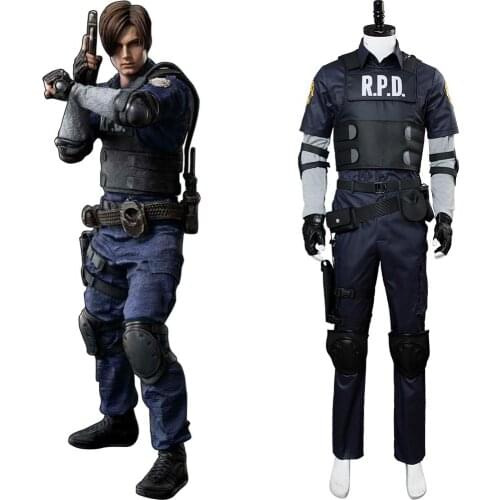 Hot Game Cosplay Leon Scott Kennedy Costume Suit Leon Jacket Police Outfit Halloween Carnival Role Play Costume Custom