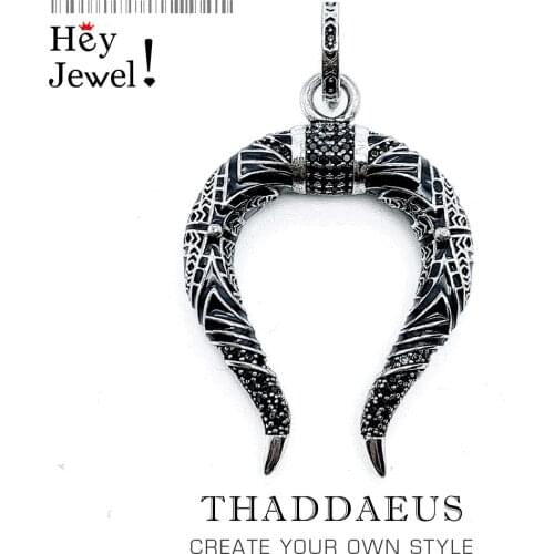 Pendant Dragon Horn Black,2018 Fashion Jewelry Europe Vintage 925 Sterling Silver Necklace Accessories Gift For Woman & Men