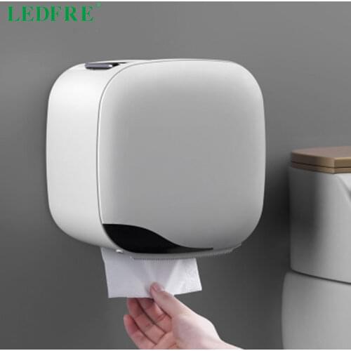 LEDFER Waterproof Toilet Paper Holder Cover Wall Mounted Plastic Roll Tissue Box Suction Cup Shelf Storage Holder LF82012