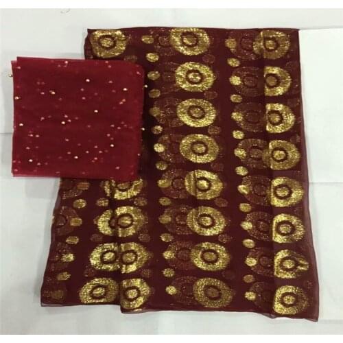 LX!High Quality 5Yards African Soft Metal Silk Fabric With 2Yards Swiss Voile Lace Fabric, Suitable For Women Clothing! F31308